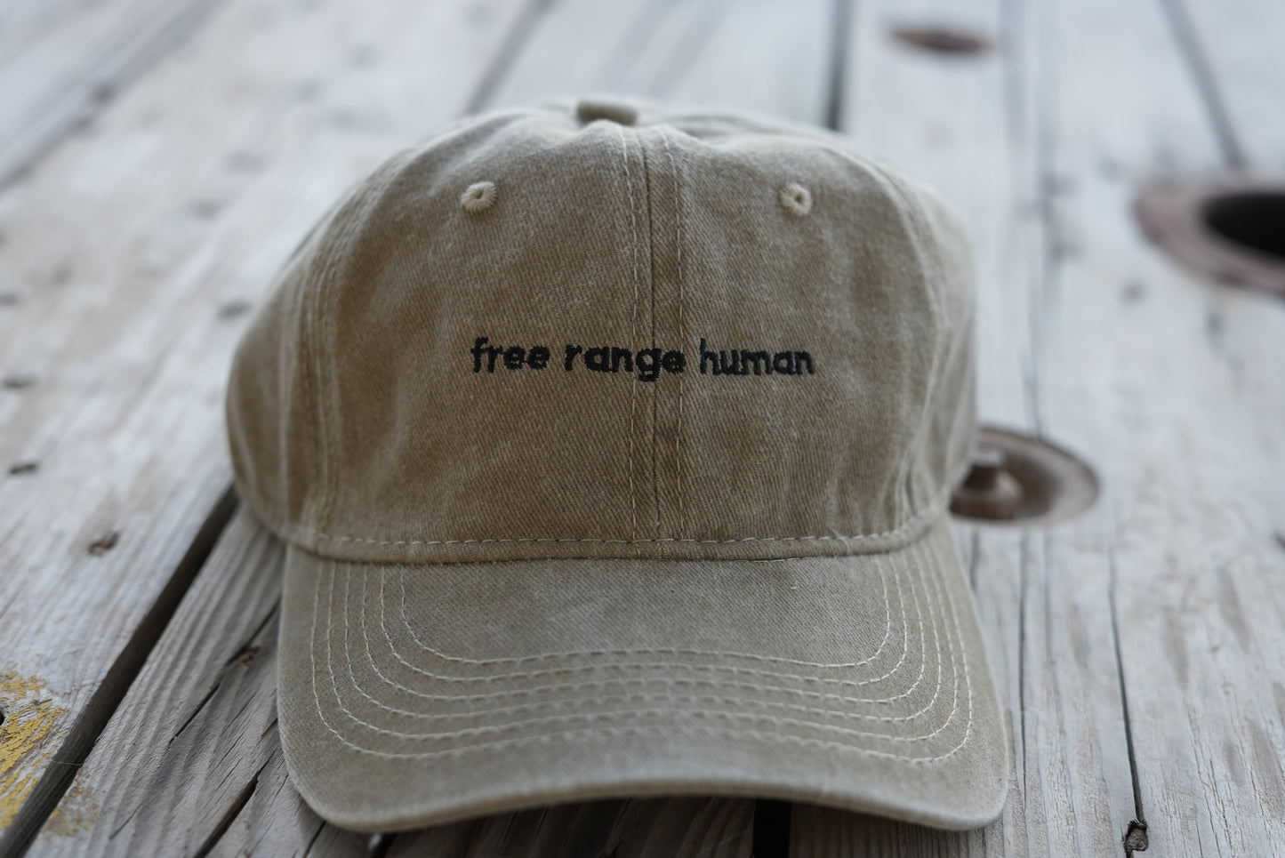 free range human washed cap