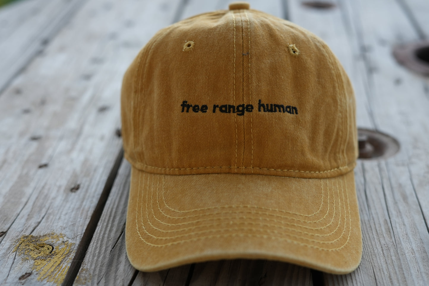 free range human washed cap
