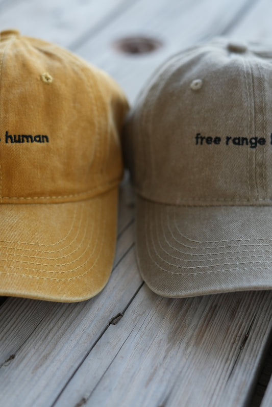 free range human washed cap