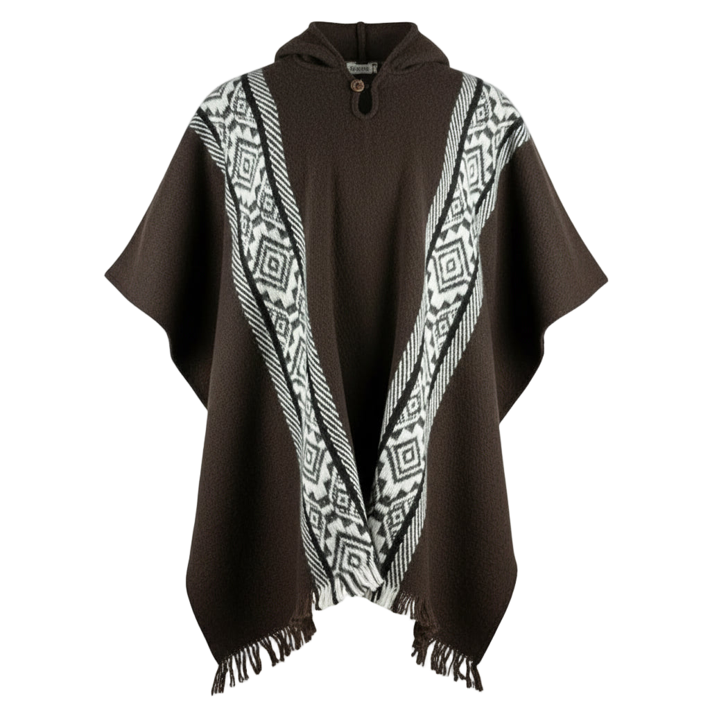 🦙 Llama wool dark brown with diamond pattern poncho