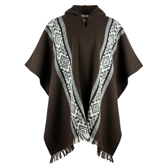 🦙 Llama wool dark brown with diamond pattern poncho