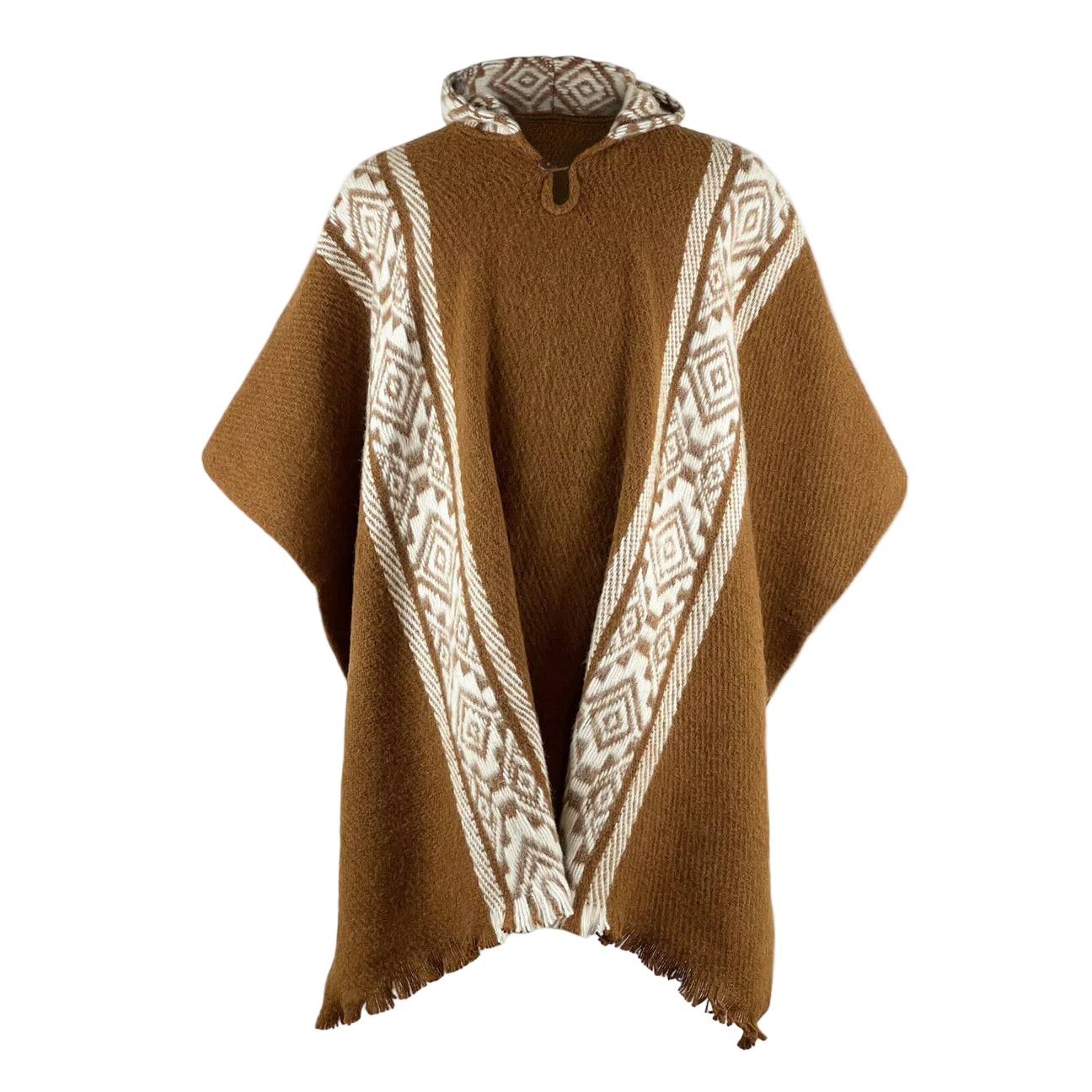 🦙 Llama wool light brown diamond poncho