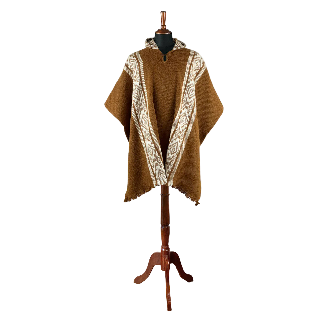 🦙 Llama wool light brown diamond poncho