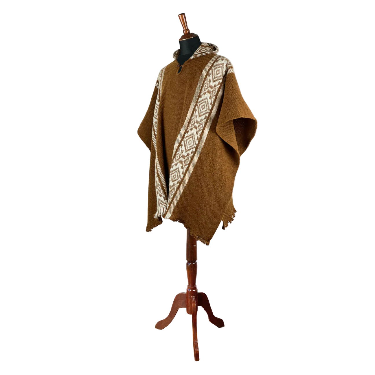 🦙 Llama wool light brown diamond poncho