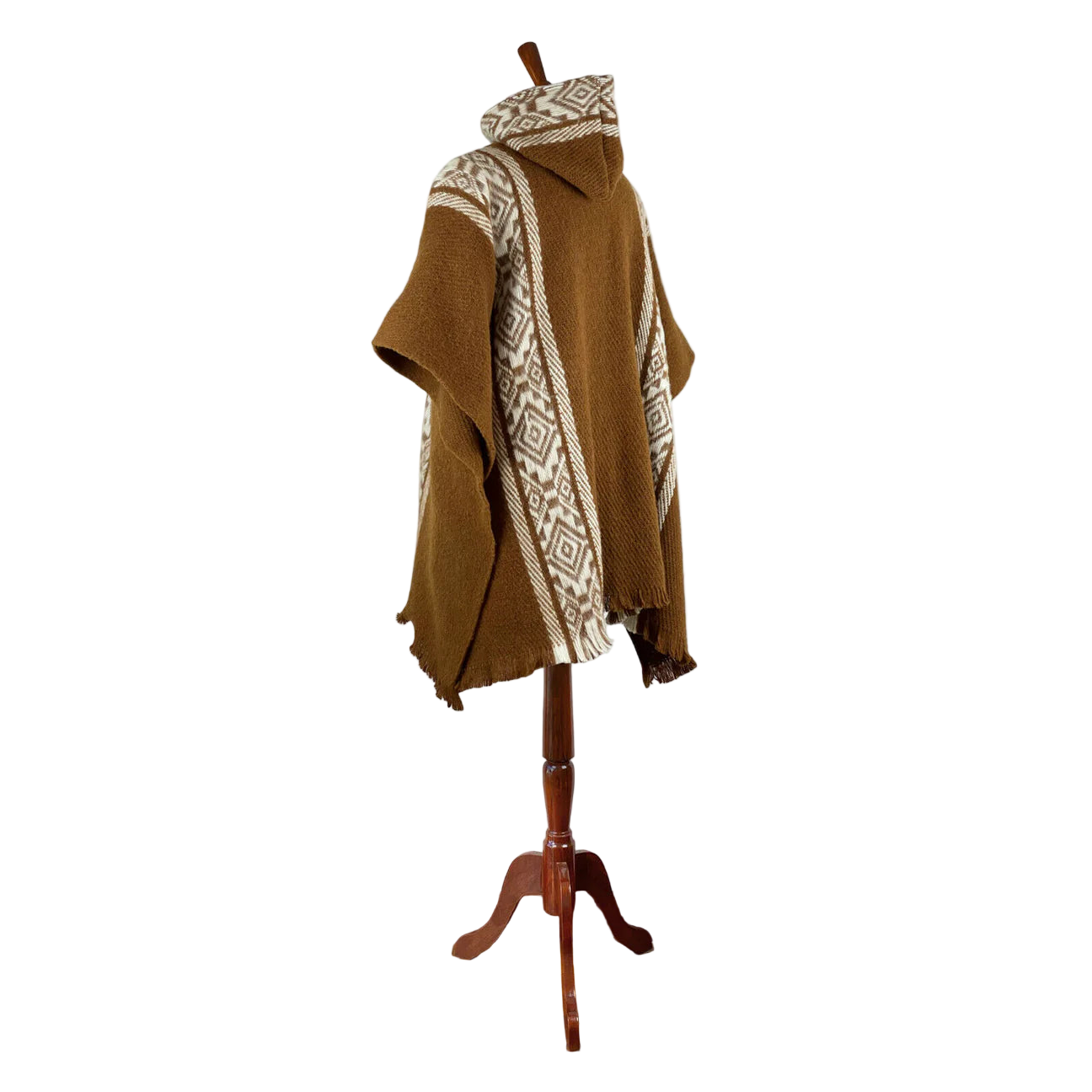 🦙 Llama wool light brown diamond poncho