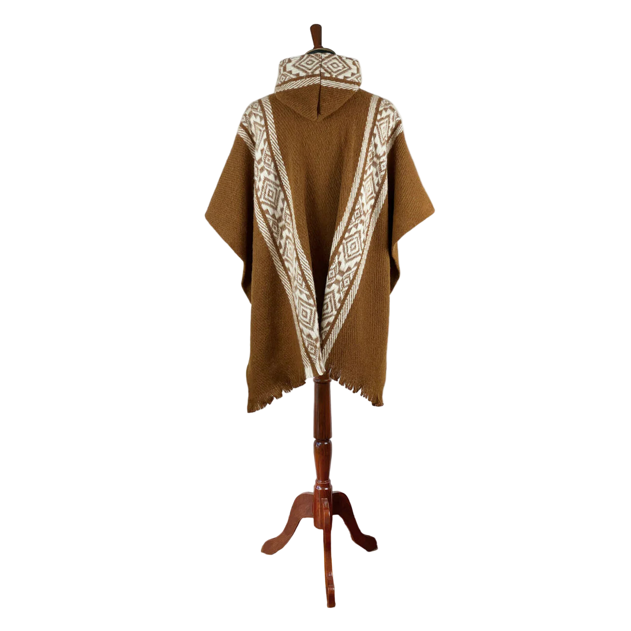 🦙 Llama wool light brown diamond poncho