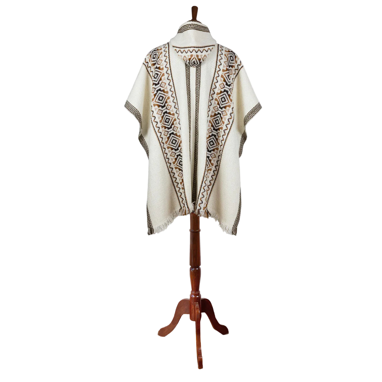 🦙 Llama wool white with brown diamond poncho