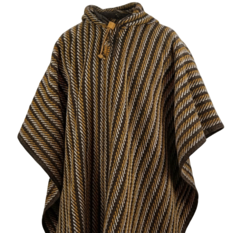 🦙 Llama wool full striped poncho