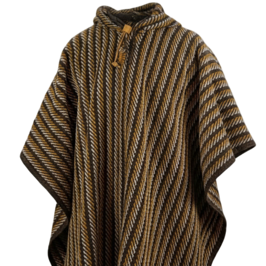 🦙 Llama wool full striped poncho