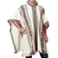 🦙 Llama wool white with brown diamond poncho