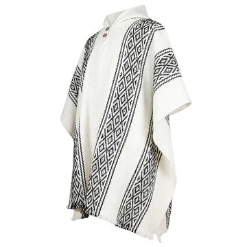 🦙 Llama wool white with bloack diamond pattern poncho