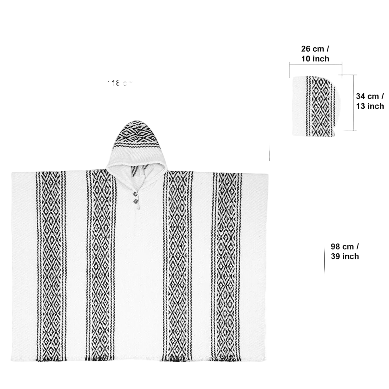 🦙 Llama wool white with bloack diamond pattern poncho